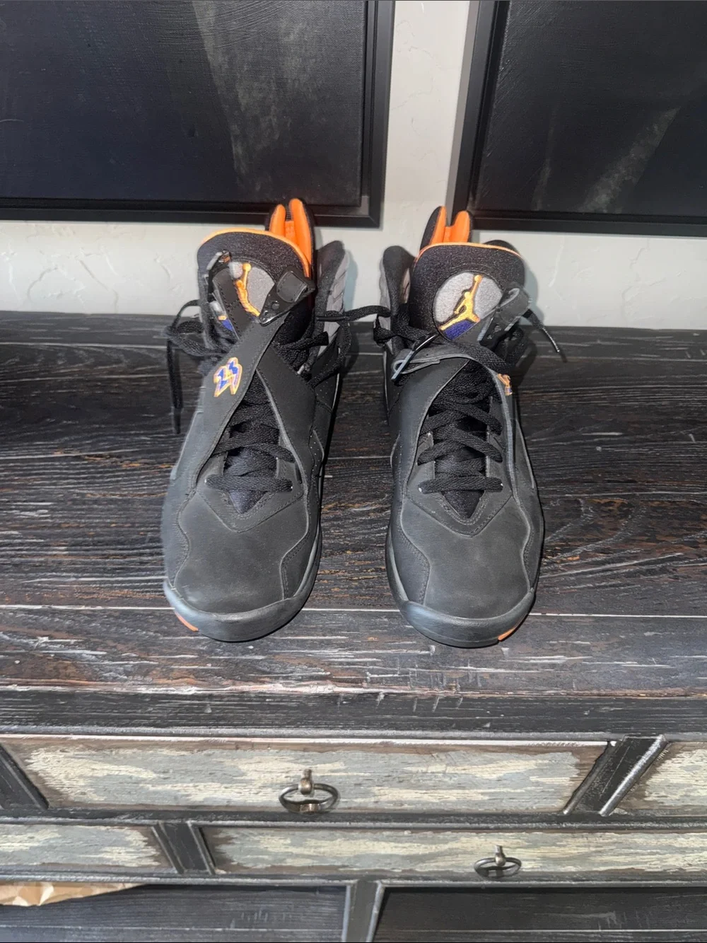 Jordan Men’s Black and Orange High-Top Basketball Sneakers